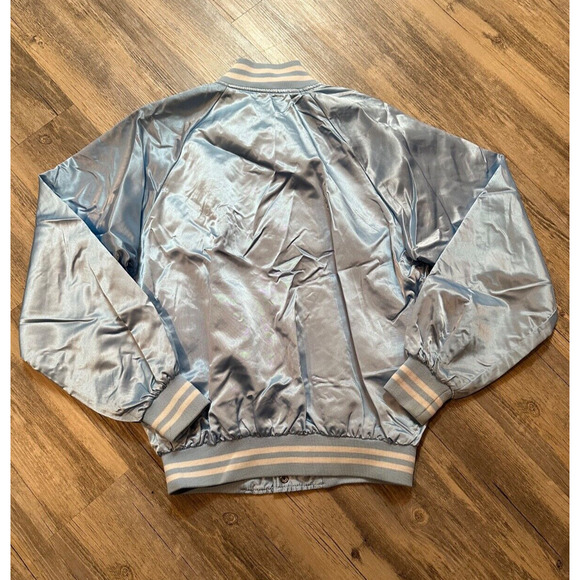 Vtg Varsity Jacket High School Monterey Plainsman Texas Satin Size Medium Blue - Picture 7 of 9